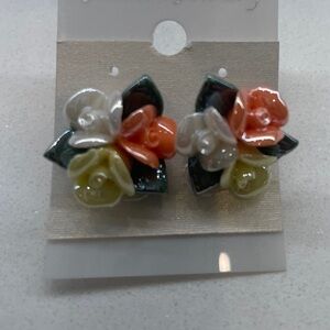 Colorful Floral Ceramic Earrings